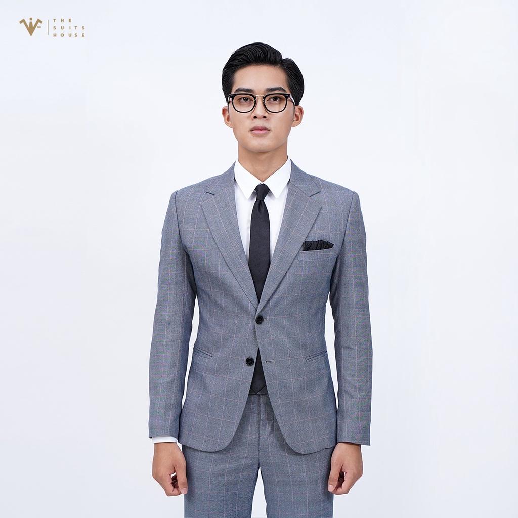 Bộ vest nam xám kẻ ô, suits sartorial, form ôm The Suits House