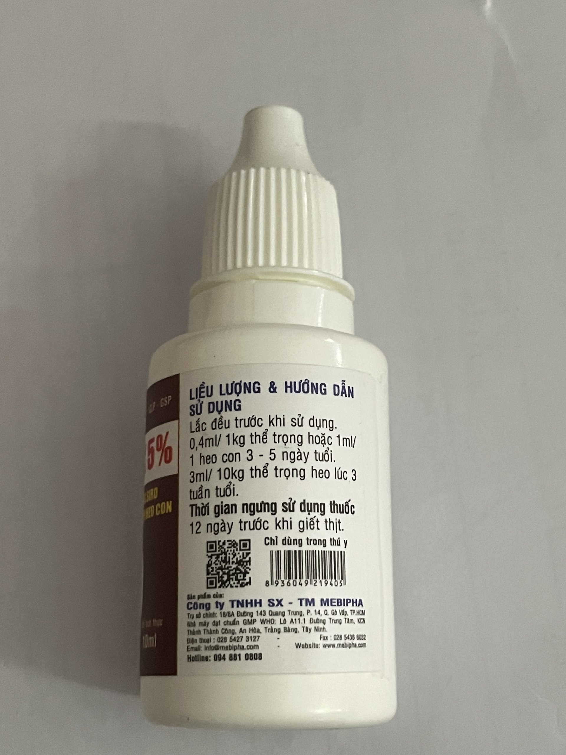 MEBI COX 5% 10ML - ĐẶC T.R.Ị CẦU TRÙNG TRÊN HEO CON