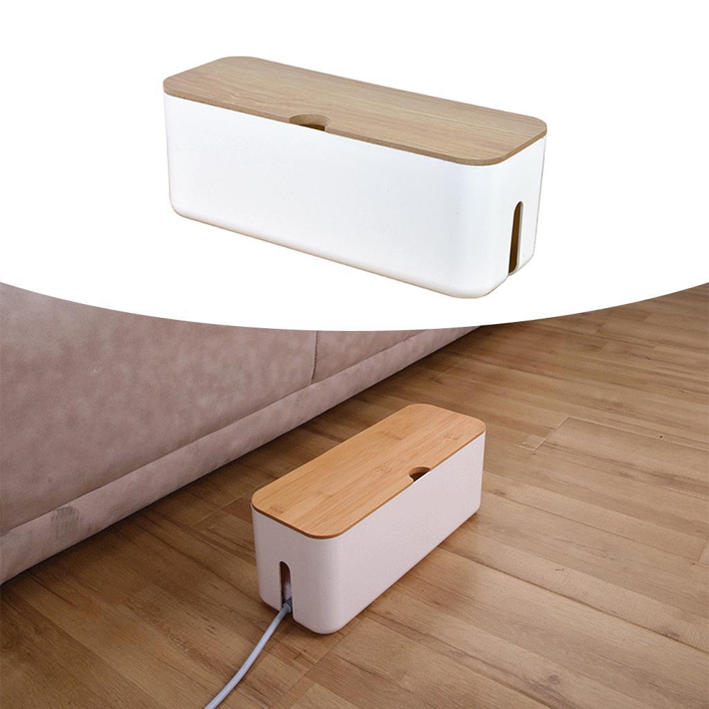 Cable Management Box Cord Tidy Socket Organizer for Home Office Small White