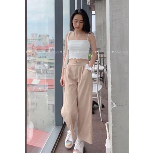 Quần đũi nhật ống rộng dài,quần culottes đũi ống rộng lưng cao 3 màu WINYSTORE