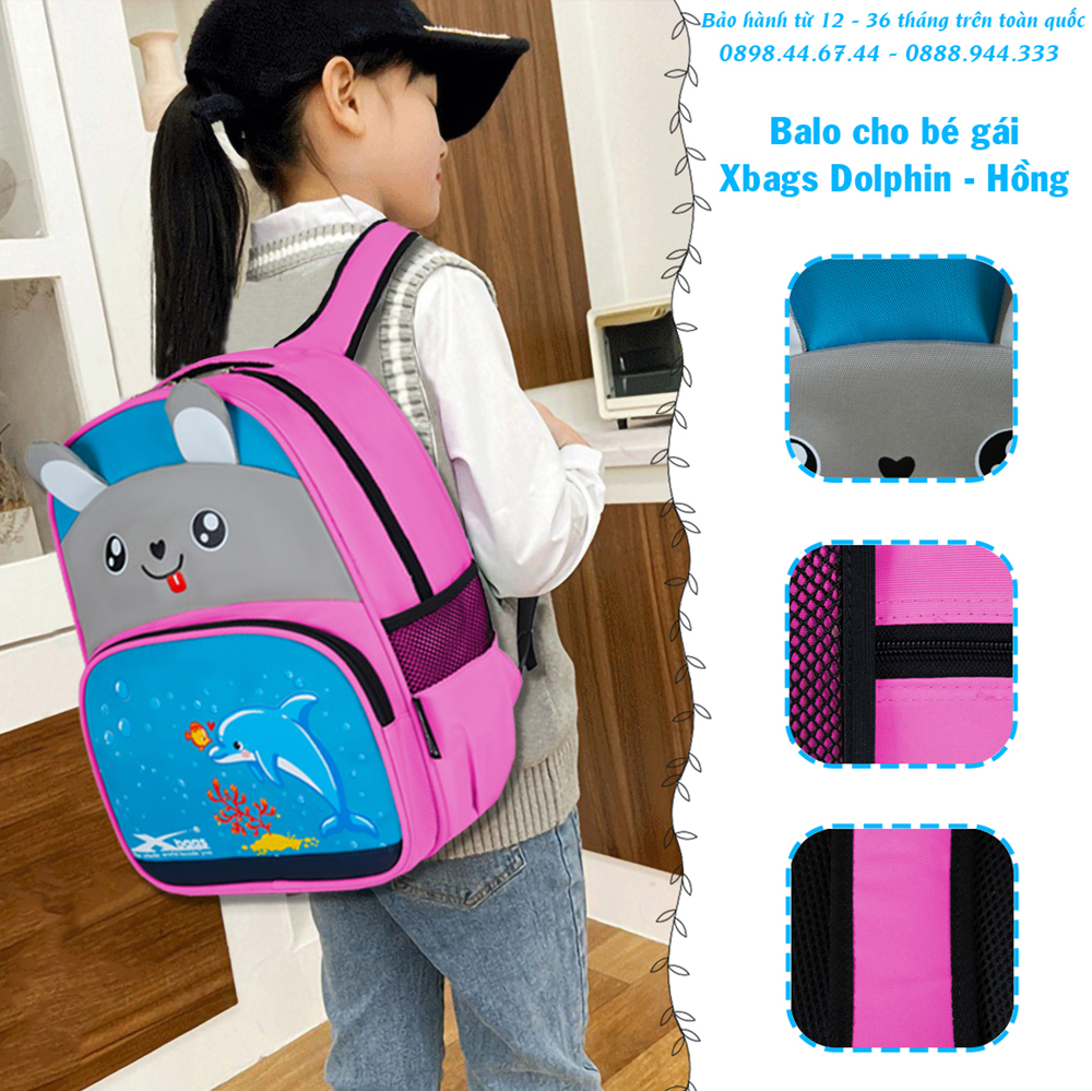 Ba lô học sinh dành cho bé gái Xbags Dolphin Xb 3021