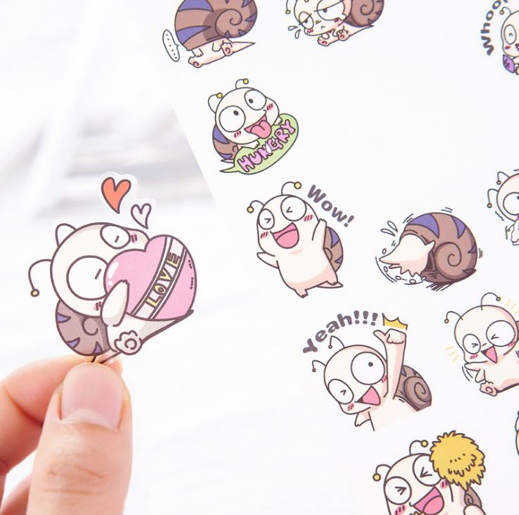 Bộ 6 tấm sticker dán trang trí (Ốc sên)