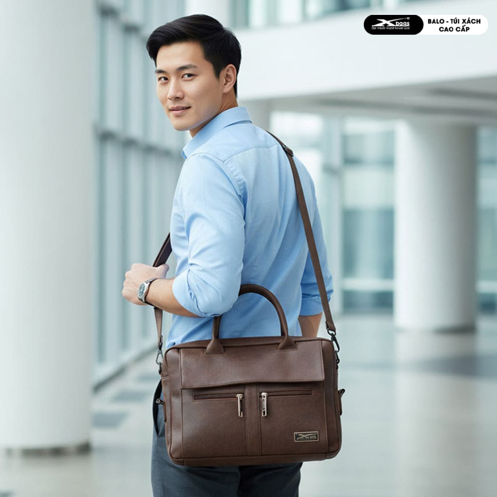 Cặp Công Sở Xbags Lavish Xb4301 Da Cao Cấp Màu Nâu, Chống Va Đập, Chống Nước, Sang Trọng Chuyên Nghiệp, Đựng Được Laptop 15 Inch!