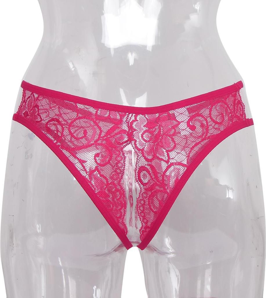 Womens Sexy Floral Lace Thong Underwear Crotchless Panties Lingerie