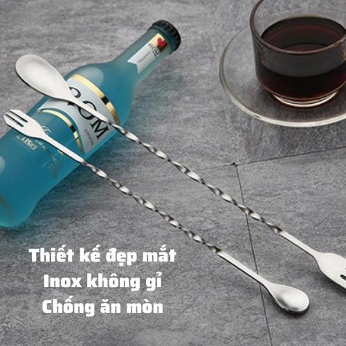 Thìa Bar pha chế 32cm cao cấp thìa inox khuấy hai đầu siêu bền cho quầy Bar dụng cụ pha chế chuyên dụng 26-32cm