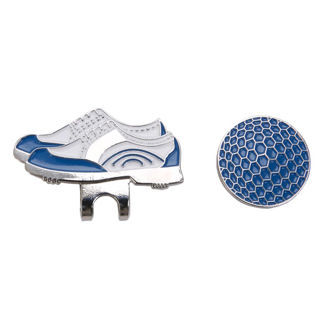 2xGolf Hat Clip with Detachable Ball Marker Pattern Blue