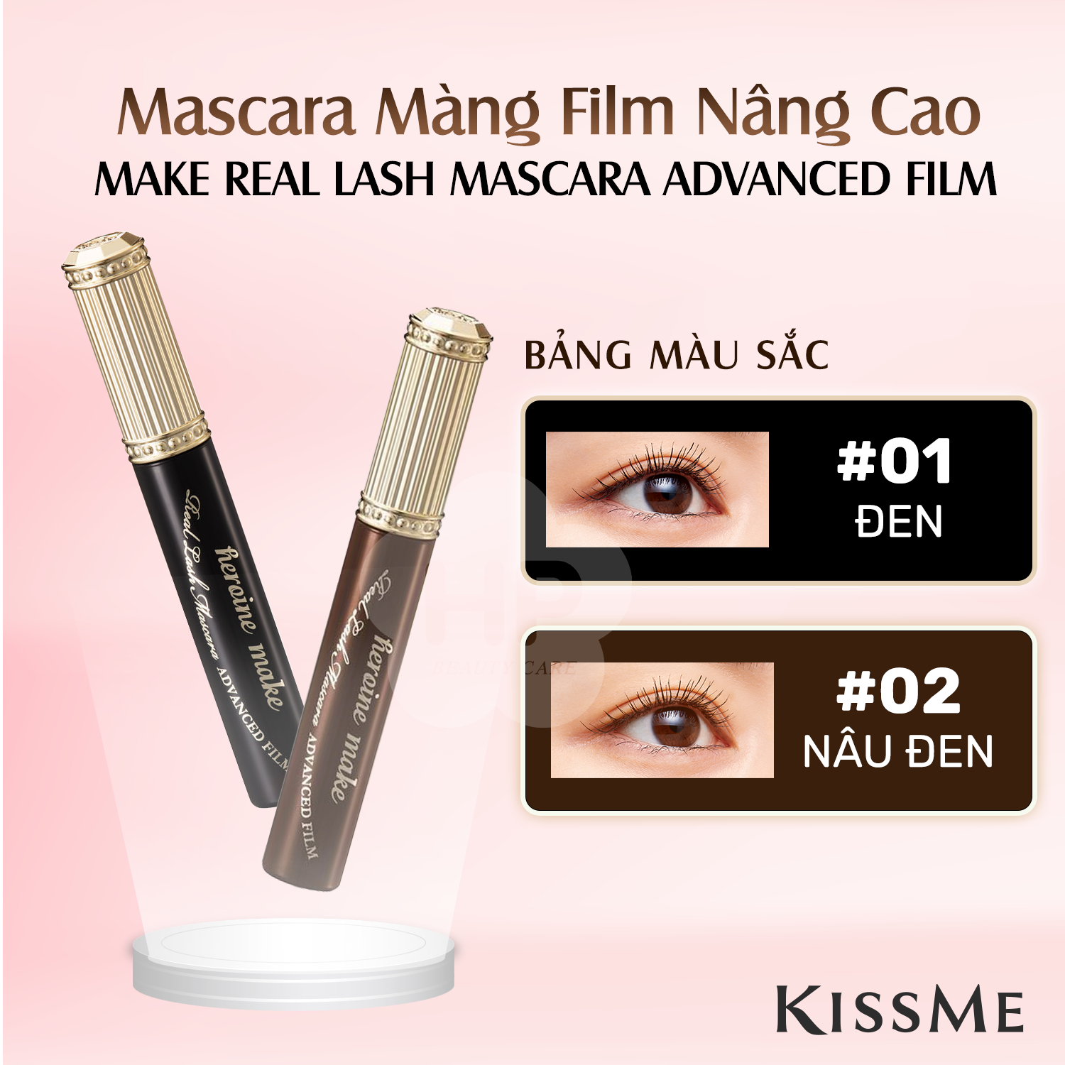Mascara Nâng Cong Và Làm Dài Mi Dạng Màng Film Kissme Heroine Màu Đen Tuyền 6g (Phiên Bản Hoàng Gia)
