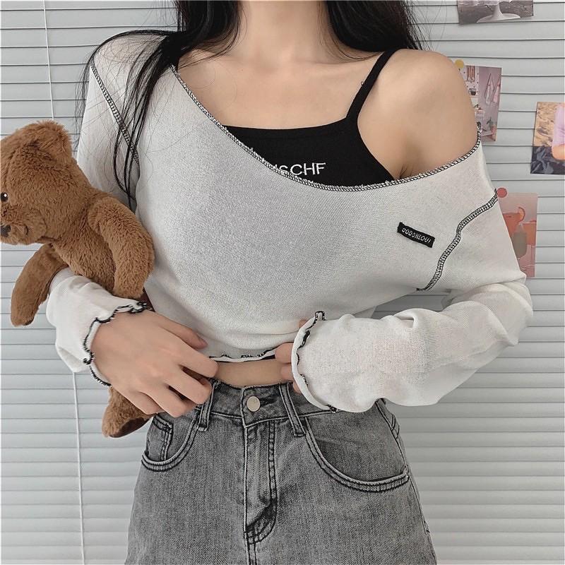 Áo thun gân croptop mỏng OOD ONE OUT summer 2021