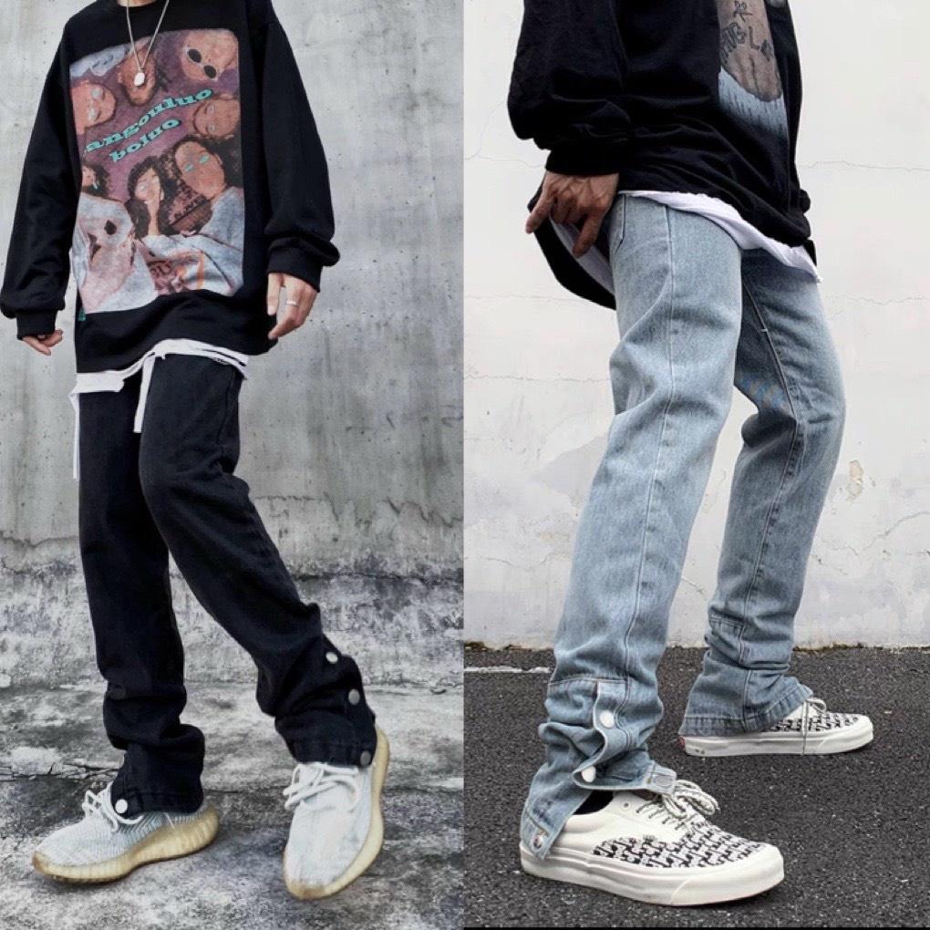 Quần jean baggy nam nữ FOG sixth quần jeans nút bấm ống suông màu unisex