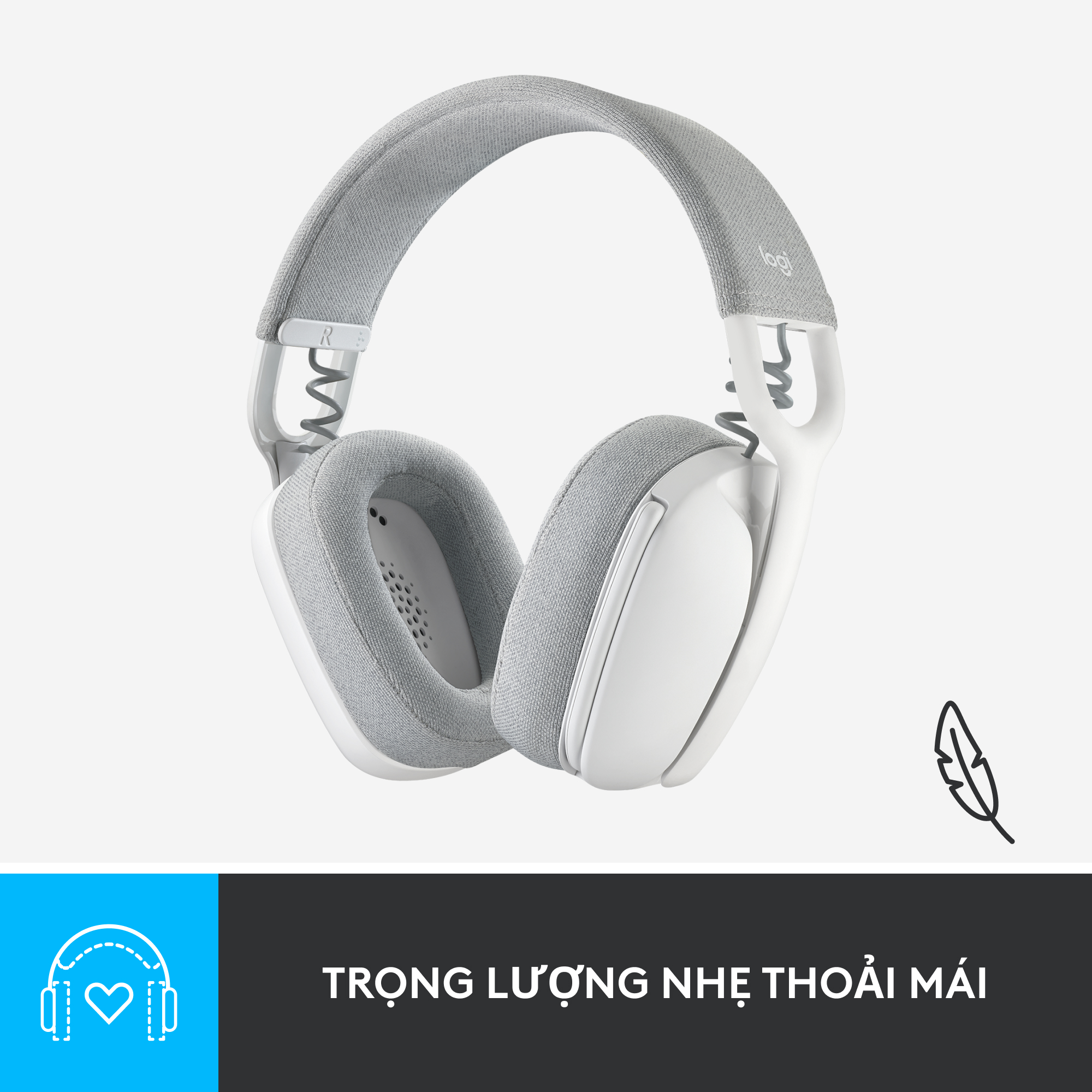 Tai nghe không dây Logitech Zone Vibe 100 nhẹ, với micrô khử tiếng ồn, Tai nghe Bluetooth Đa điểm Tiên tiến, Hoạt động với Teams, Google Meet, Zoom, Mac/PC - Hàng chính hãng