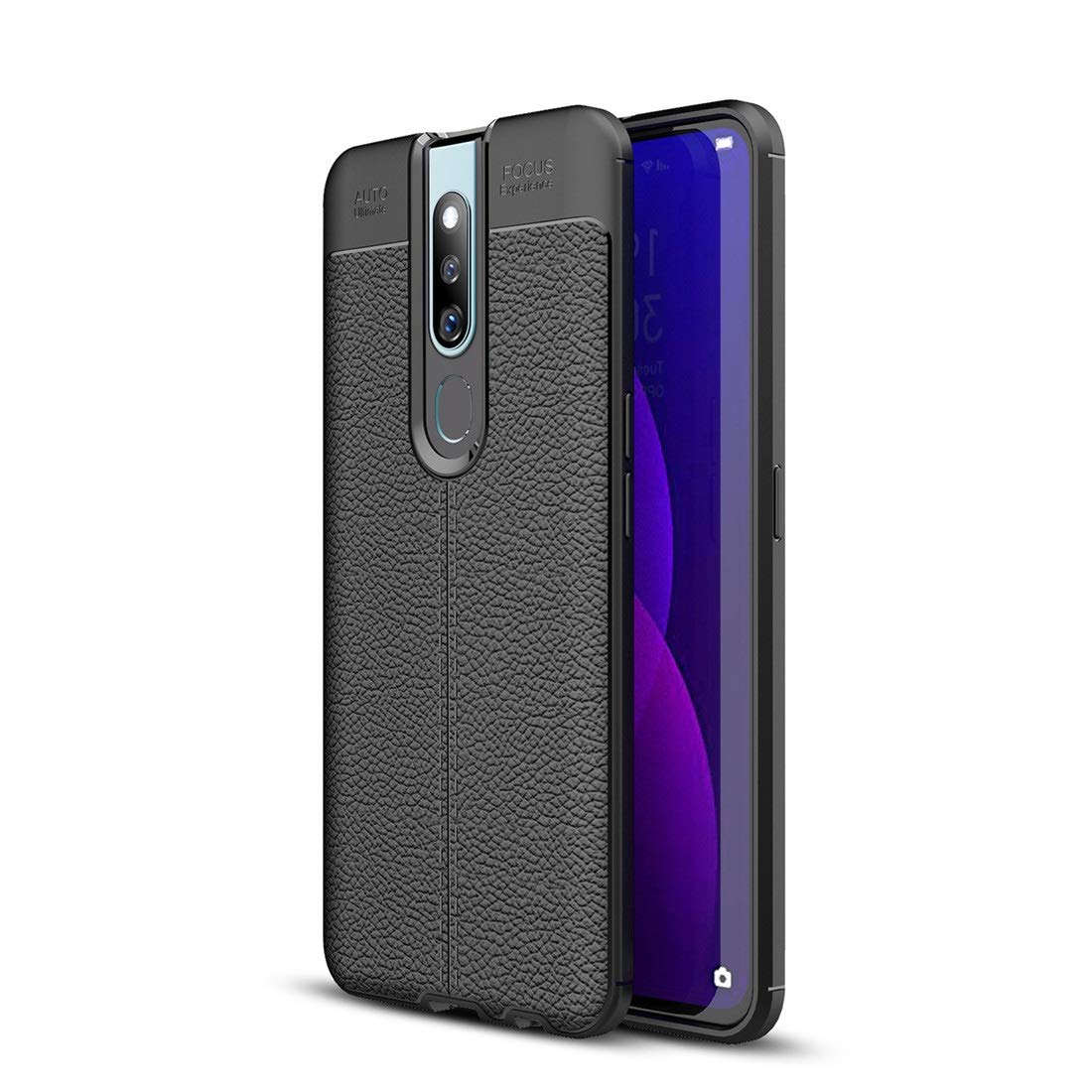 Ốp lưng Silicon Auto Focus giả da, chống sốc dành cho OPPO F11 Pro - Hàng Chính Hãng