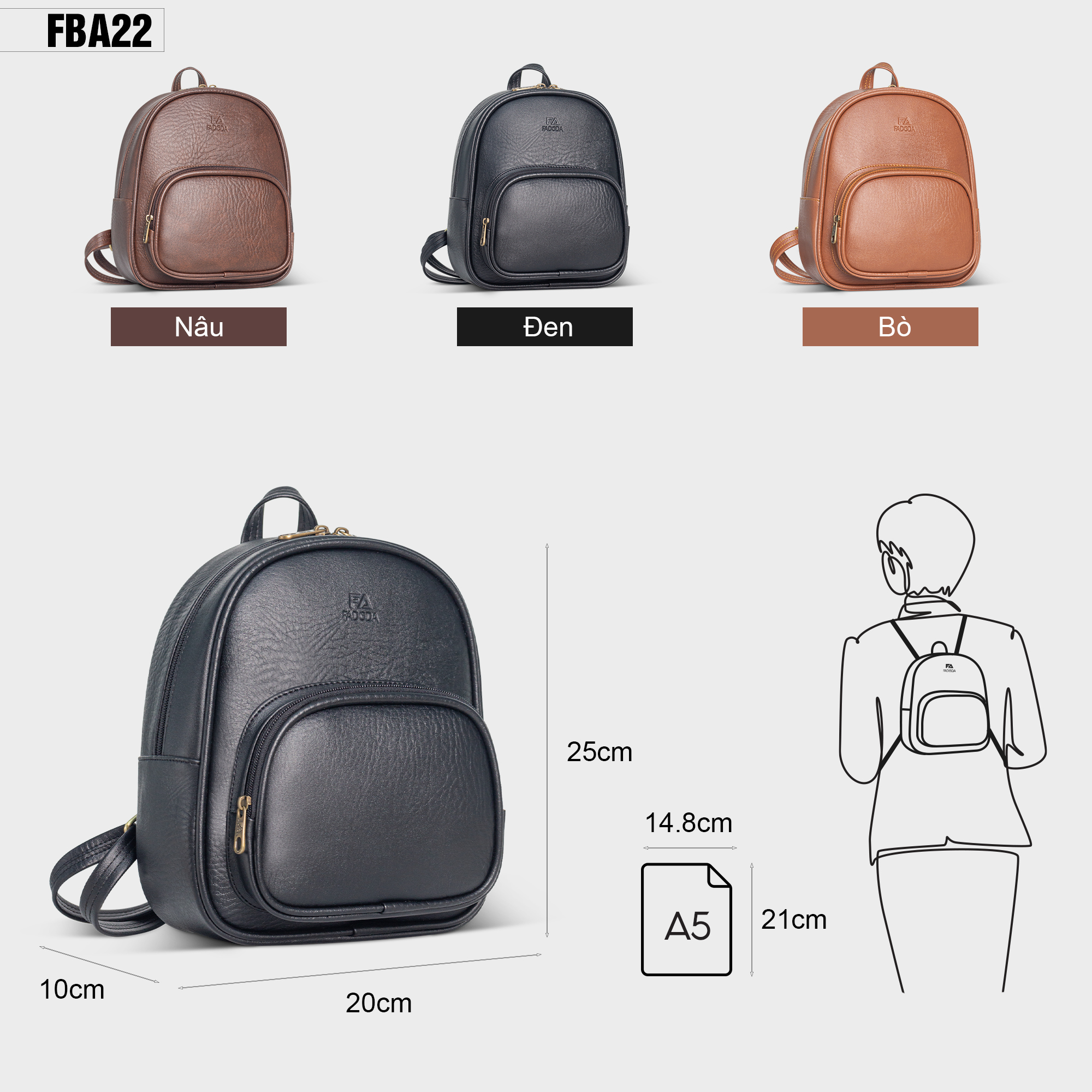 Balo nữ thời trang trẻ trung Fadoda FBA22