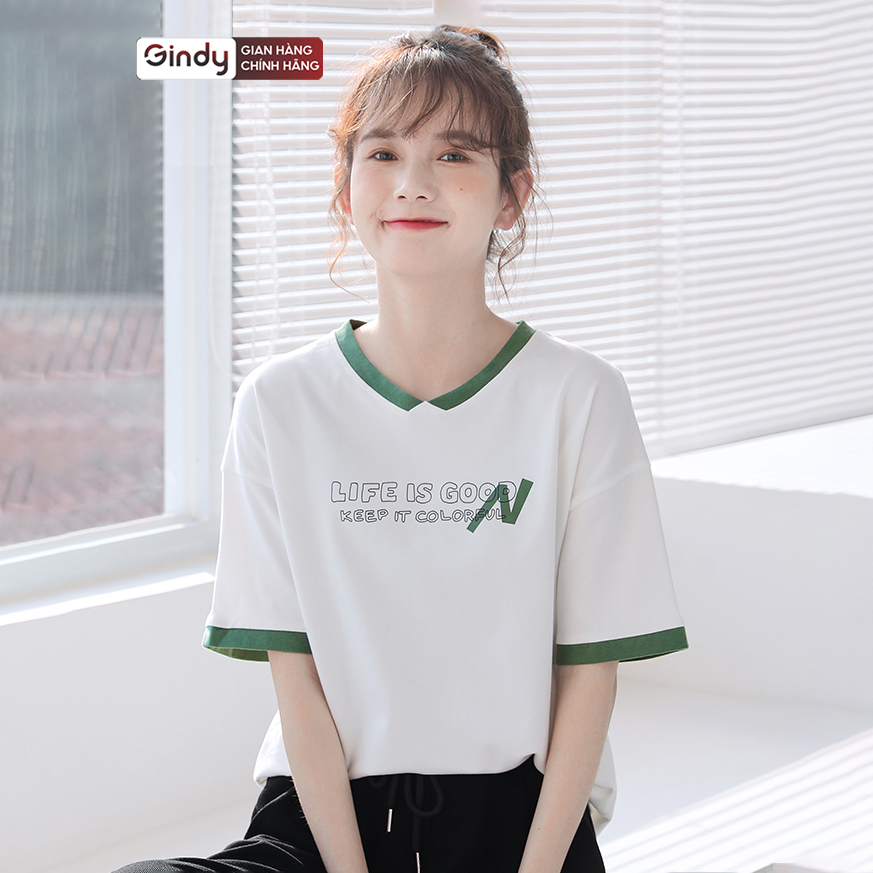Áo thun unisex form rộng tay lỡ vải 100% cotton mát co giãn phông Life basic mẫu mới 2022 GINDY A010