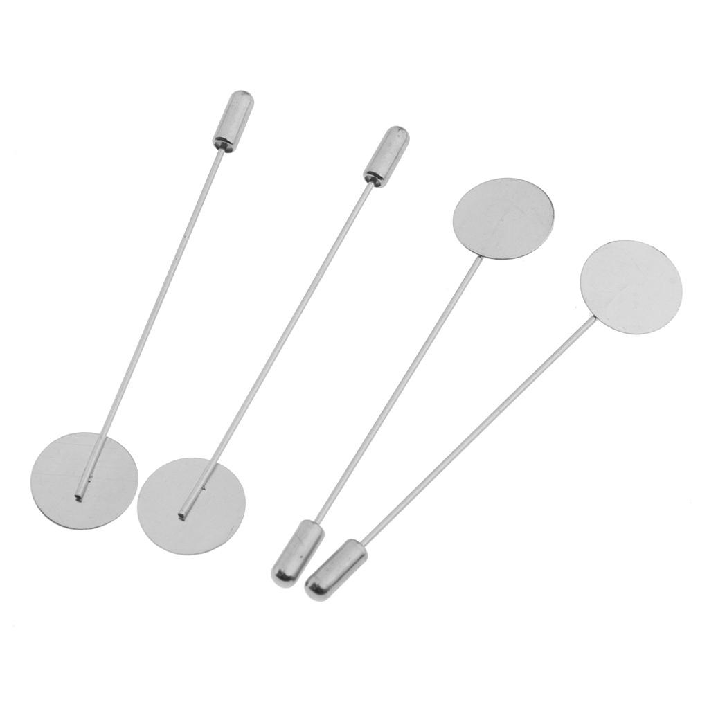 3x10Pcs Silver Lapel Stick Pin Base Brooch Glue on Collar Suit Lapel Pin 15mm