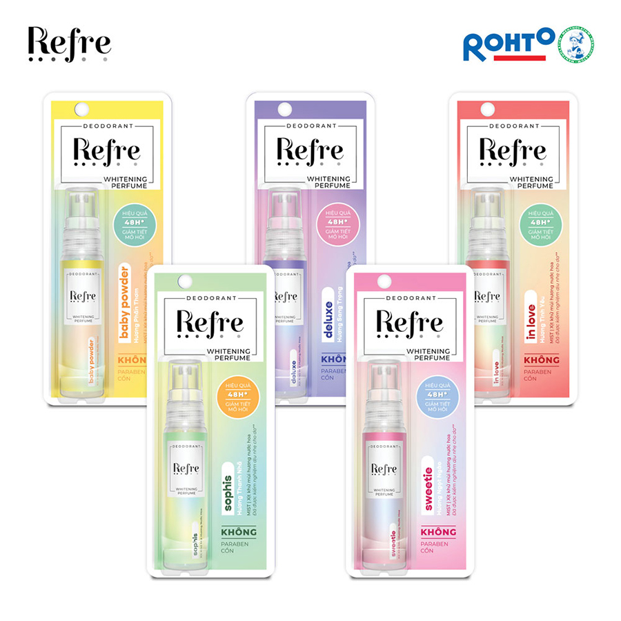 Xịt Khử Mùi Dưỡng Trắng Hương Nước Hoa Refre Whitening Sweetie Hương Ngọt Ngào