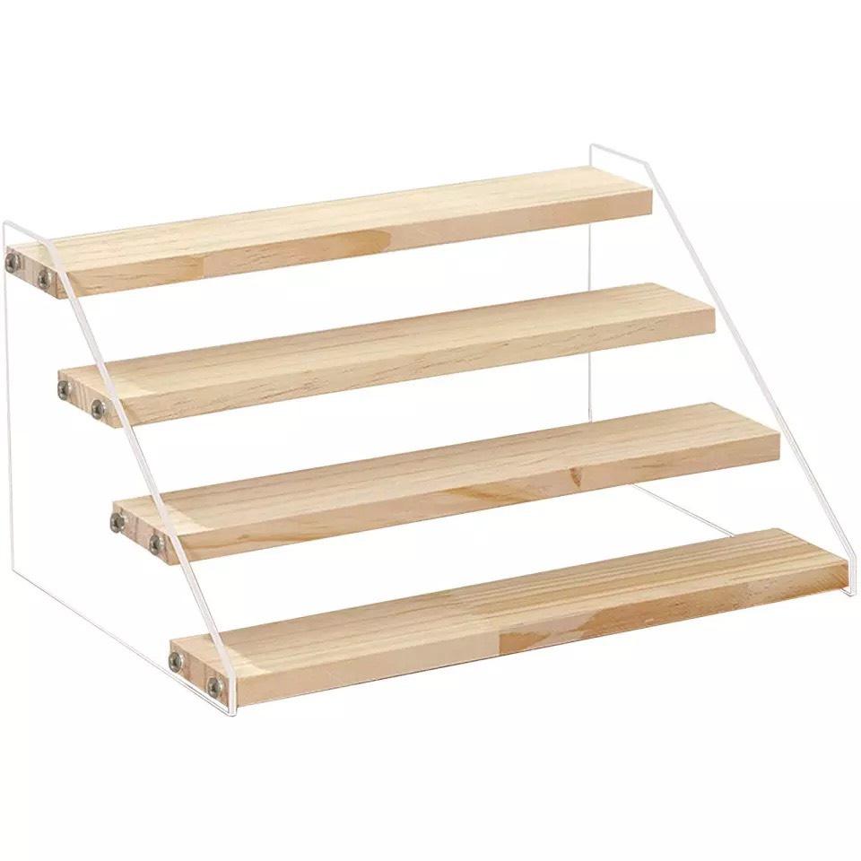 Kệ mica trưng bày nhiều tầng 25x5x5cm ( DxRxC ), mặt gỗ dày 1cm mỗi tầng - nhiều kích thước - Gỗ