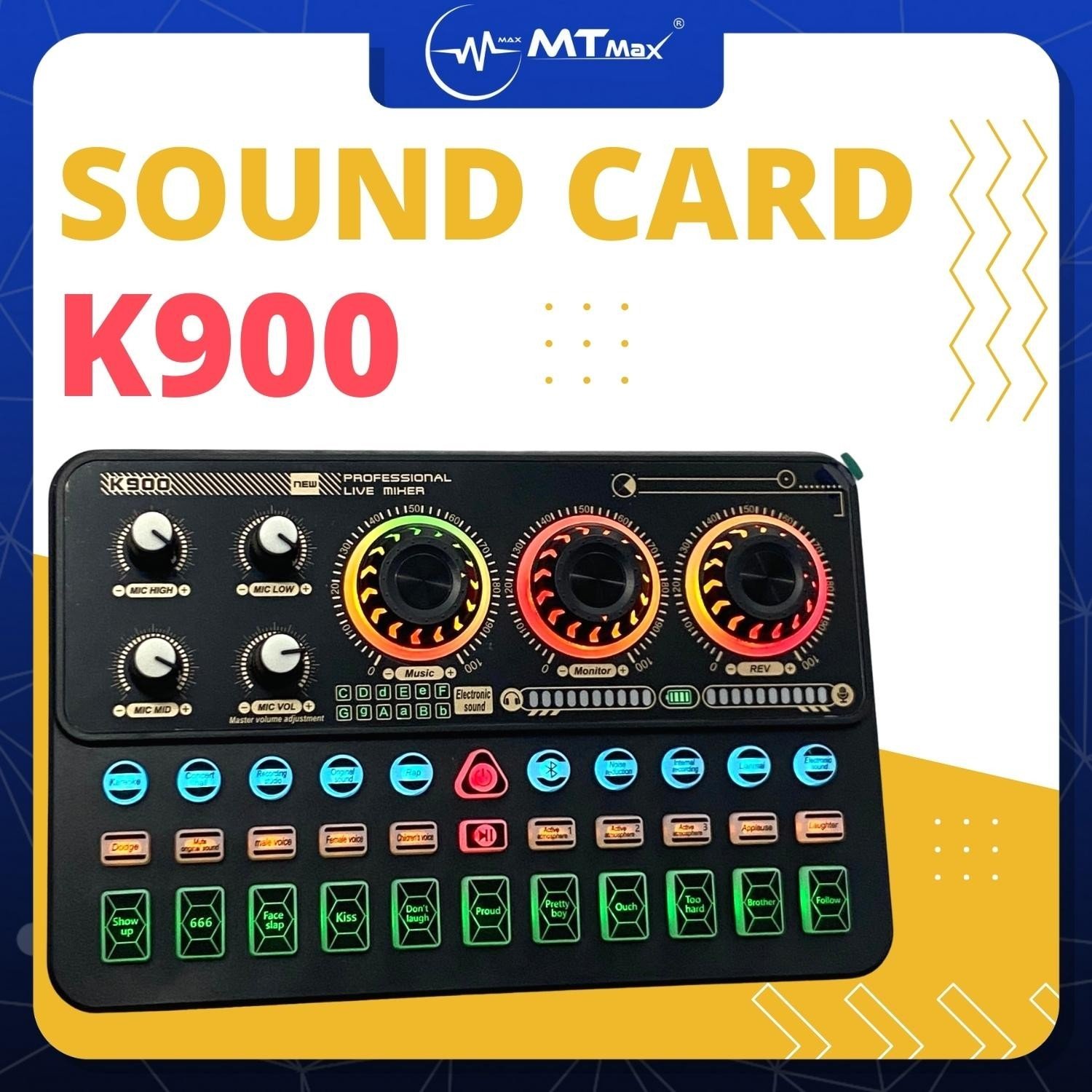 Sound Card K900 Thế Hệ Mới, Âm Thanh Sống Động, Hiệu Ứng Vui Nhộn, Giả Giọng live steam thật hay