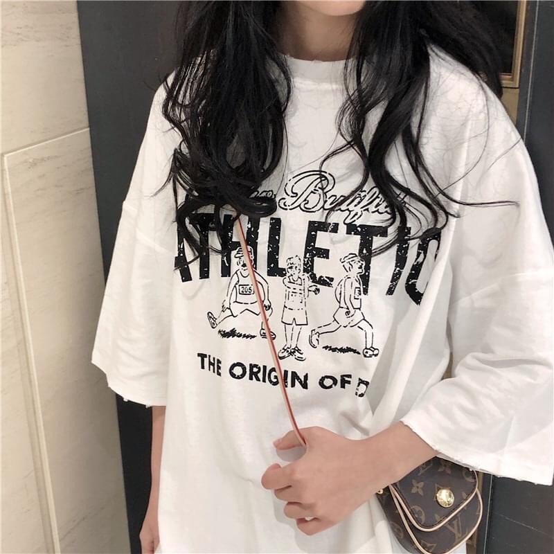 [ Có Ảnh Thật ] Áo thun unisex tay lỡ form rộng - Phông Athletic