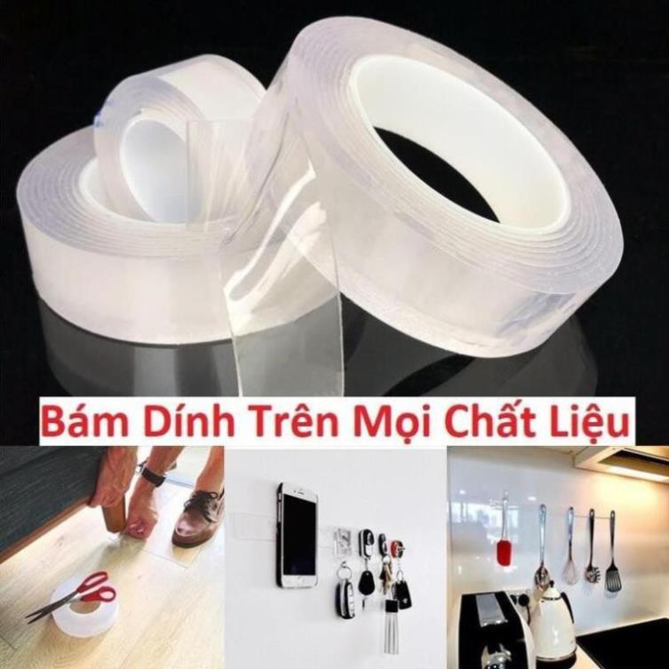Băng dính băng keo 2 mặt trong suốt loại 5m