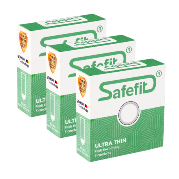 Bộ 3 hộp bao cao su Safefit siêu mỏng Untrathin - hộp 3 chiếc