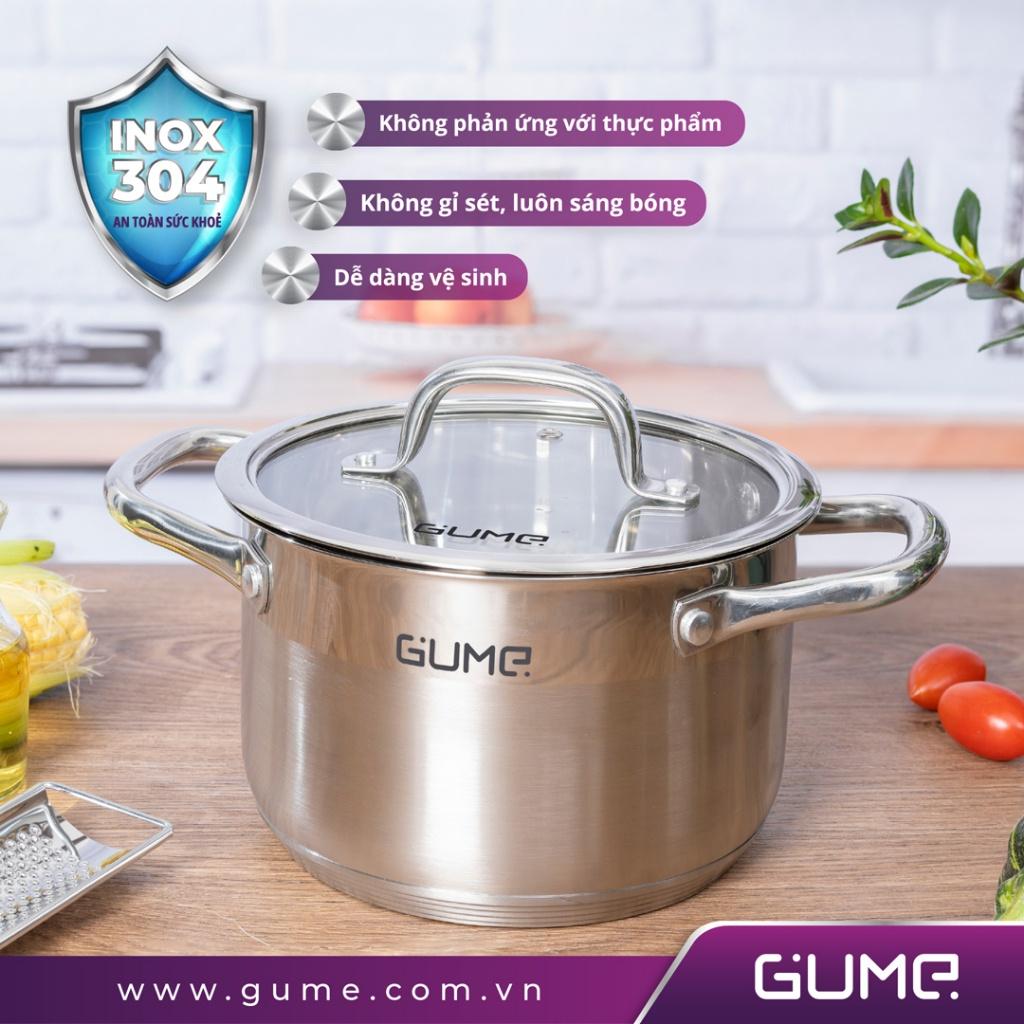 Bộ Nồi Chảo GUME, Chất Liệu Inox , Bộ Nồi 5 Đáy, Dẫn Nhiệt Tốt, Phù Hợp Với Mọi Loại Bếp, Nội Địa Hàn, BH 12 Tháng