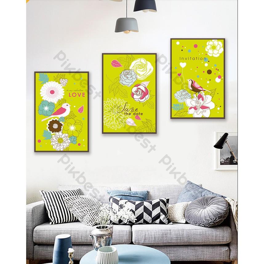 Combo 3 tranh dán tường 3d, hoa hồng ấn tượng trang trí phòng khách phòng ngủ hiện đại MS621718