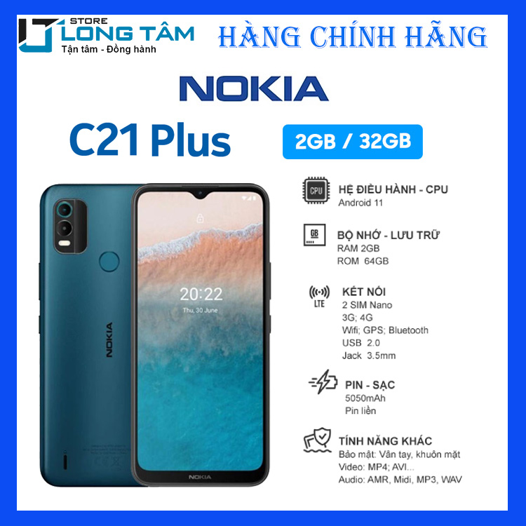 Điện thoại Nokia C21 Plus (2G/32G) - Pin lâu - Hàng chính hãng - Giá rẻ