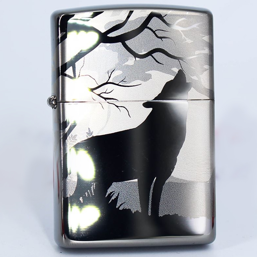 Bật Lửa Zippo 49188 – Zippo Wolves Design 360° Black Ice