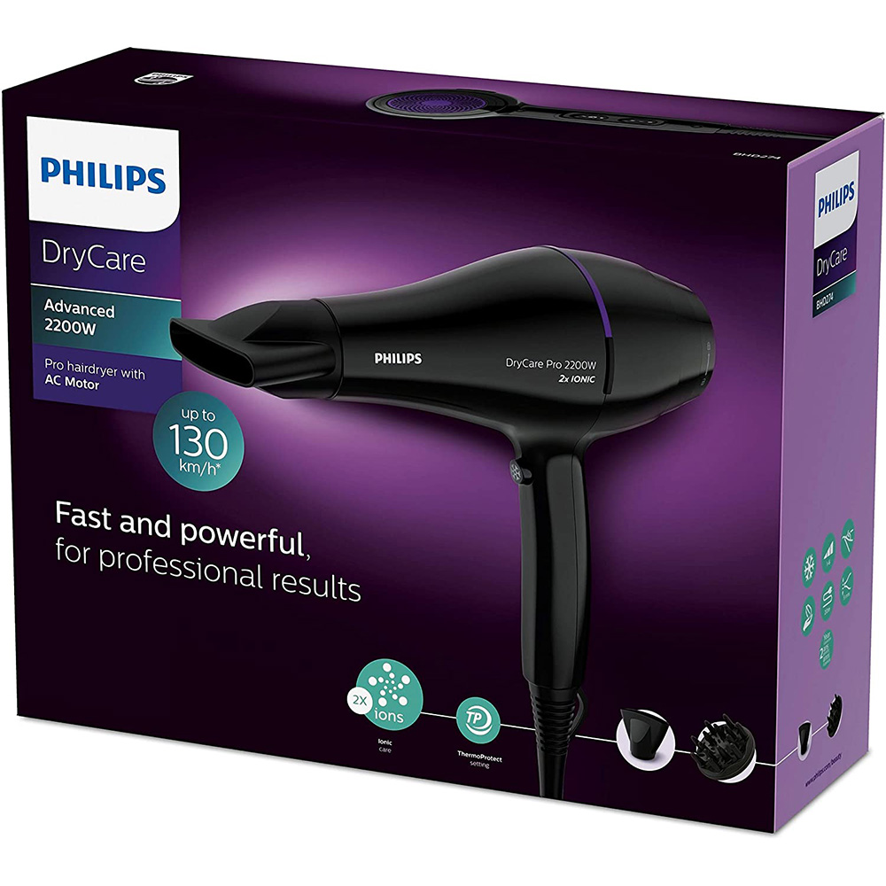 Máy Sấy Tóc PHILIPS BHD27400, Nhập Khẩu Đức, Nhiều Mức Nhiệt Nóng Và Lạnh, Tạo Ion Làm Mượt Chống Rối Tóc Tối Đa, Công Suất 2200W - Hàng Nhập Khẩu