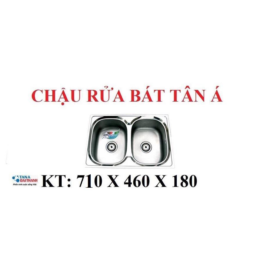 Chậu rửa bát Inox Tân Á xuất khẩu 2 ngăn (không có bàn) - đã đủ phụ kiện thoát nước