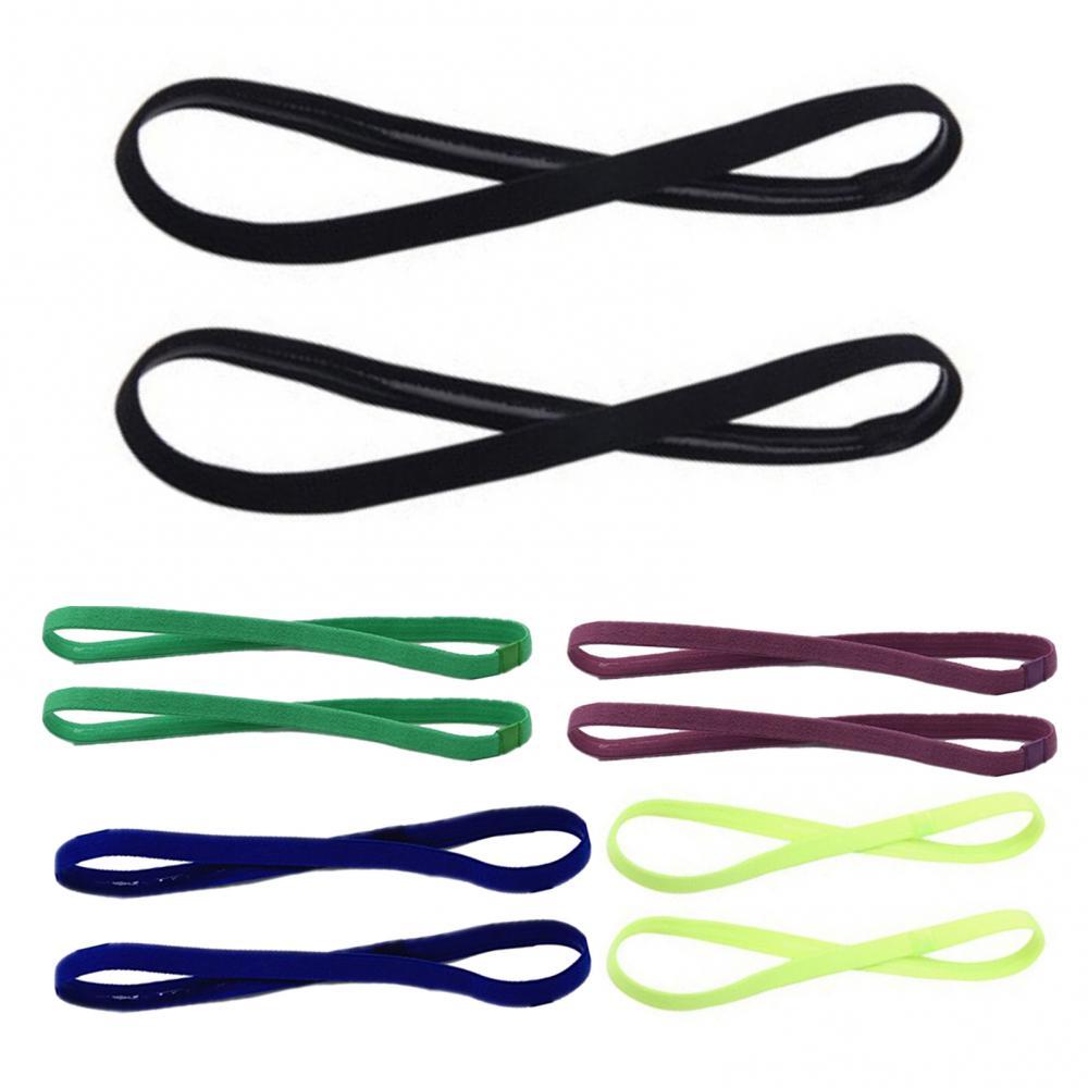 5PCS Candy Color Women nam nam Yoga Bands thể thao các cô gái băng đô thể thao chống trượt bóng cao su chống trượt bóng đá bóng đá chạy bóng đá Color: Pink
