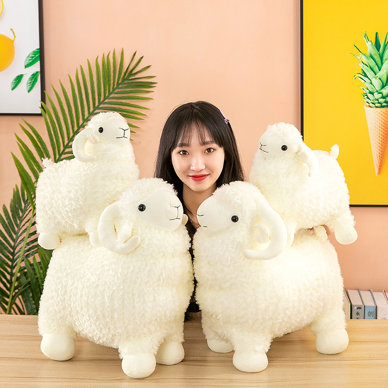Thú nhồi bông - Cừu béo có sừng màu trắng tuyết ngộ nghĩnh cho bé