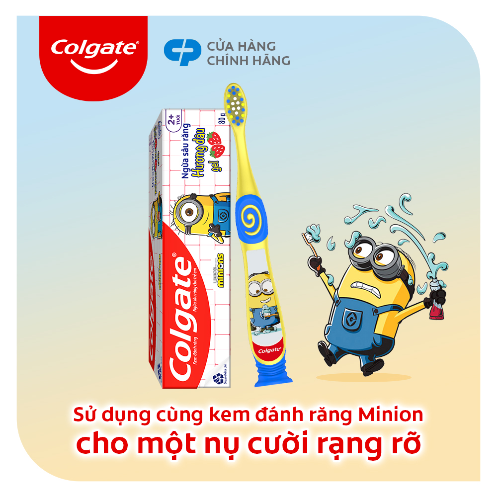 Combo 2 Bàn chải đánh răng Colgate Minion và Kem đánh răng Colgate Kid Free From bé 3-5 tuổi