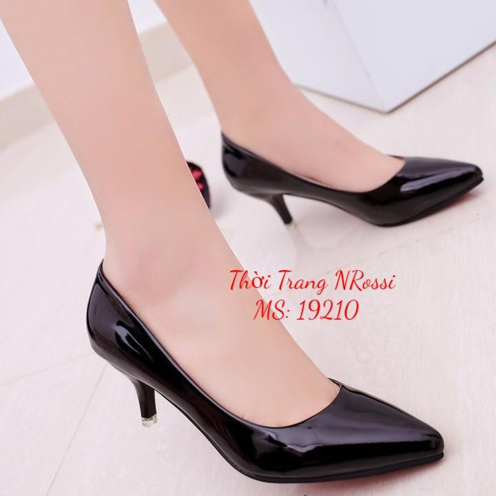 Giày cao gót đen bóng gót nhọn 5cm BIG SIZE 40 41 42 43