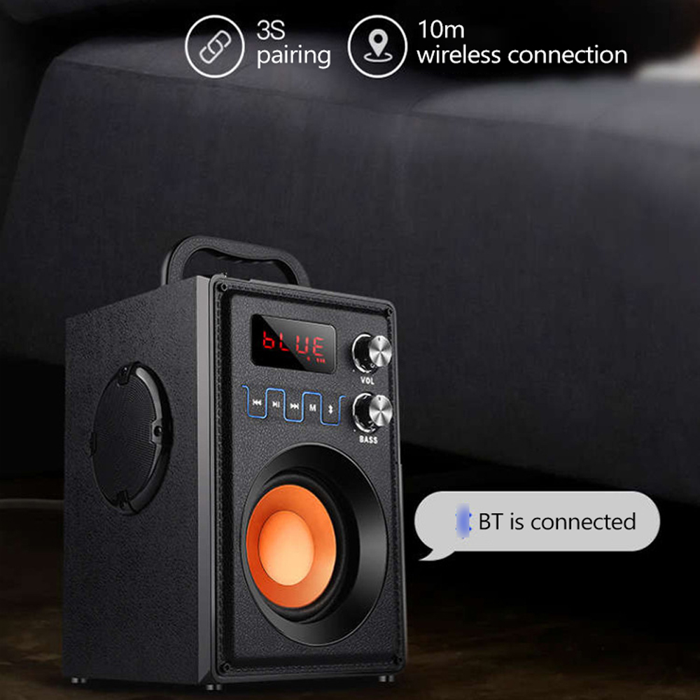 Loa không dây BT di động A800 Loa siêu trầm trong nhà và ngoài trời,Màn hình LCD