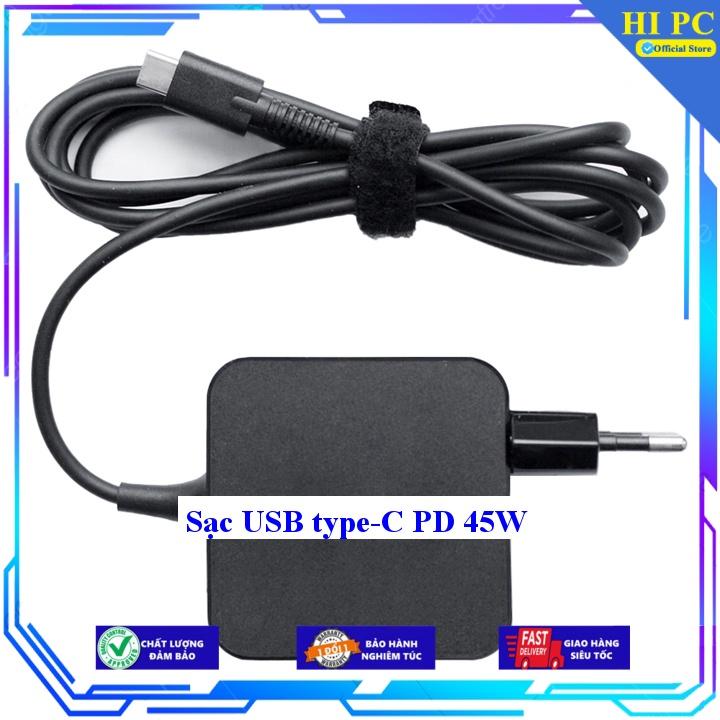 Sạc dành cho các loại laptop dùng chân sạc USB type-C PD 45W - Kèm Dây nguồn - Hàng Nhập Khẩu