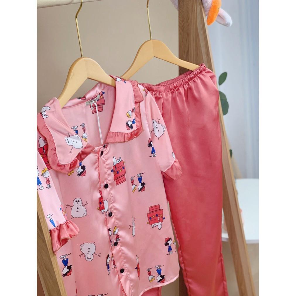 Freeship Bộ lụa mặc nhà, Bộ ngủ pijama chất lụa cao cấp, nhẹ mát, kiểu dáng hàn quốc.