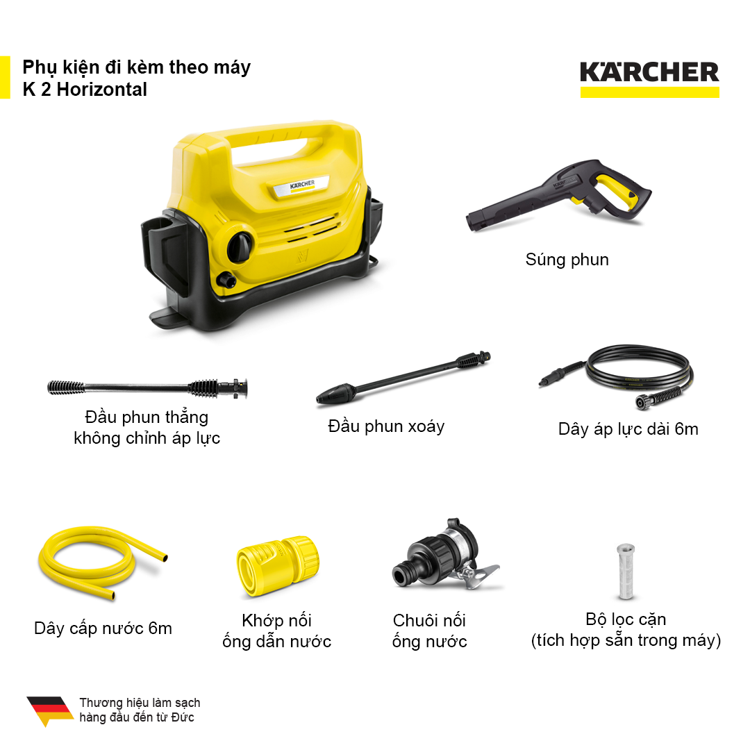 Máy Phun Rửa Áp Lực Cao Karcher K2 Horizontal