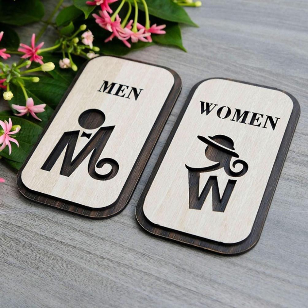 GIÁ GỐC- Tranh gỗ treo tường_Bộ 2 bảng toilet, phòng vệ sinh,WC F01_CRN_01 đẹp trang trí nhà và quán cafe WoodLaserDecor