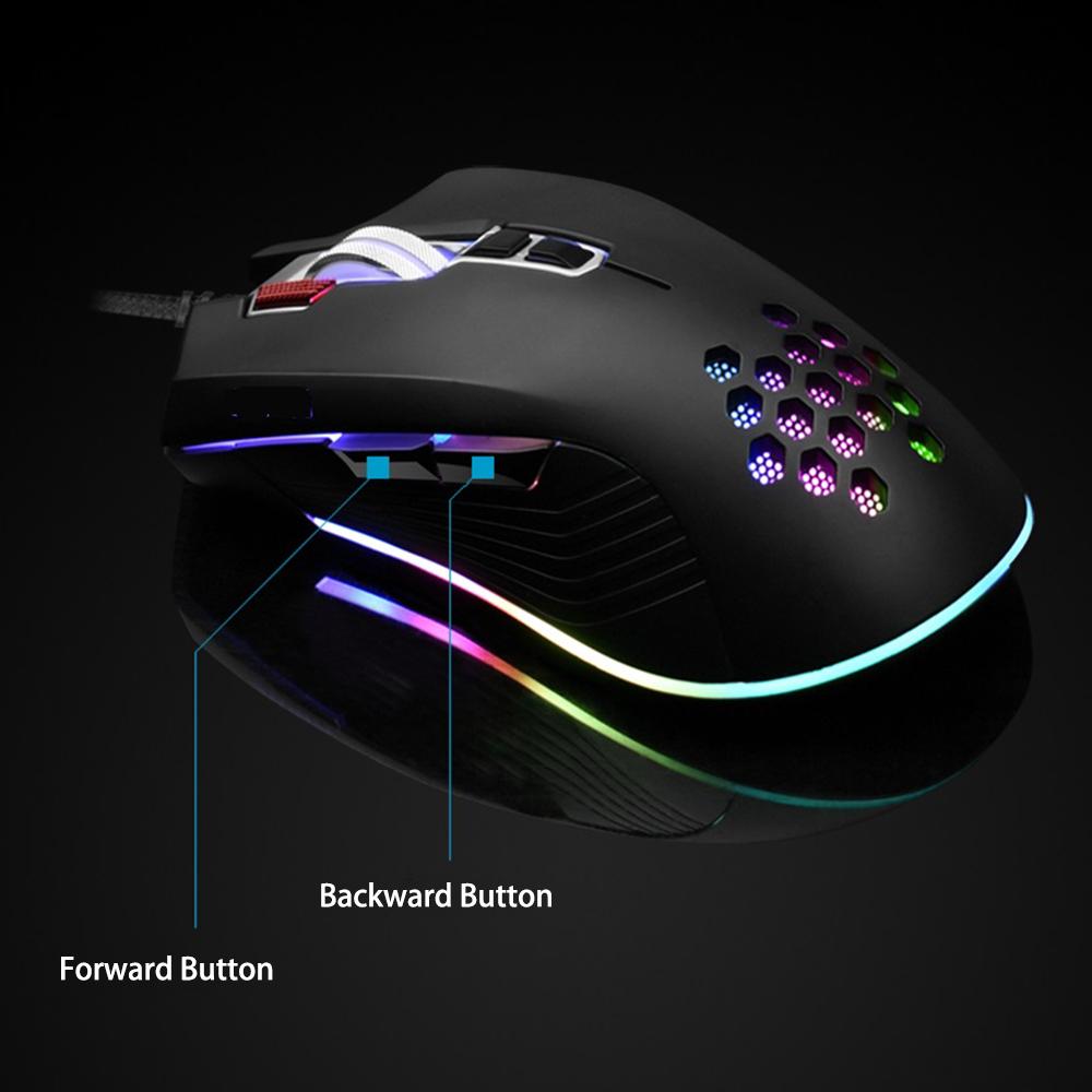 Mouse with USB Chargeing Port Design Ergonomic Optiacal RGB Illuminated Mouse 4 Levels DPI with Scroll Wheel 2 Thumb