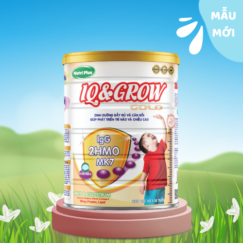 [MUA 2 TẶNG 1] Sữa bột IQ &amp; Grow phát triển chiều cao, trí não cho bé - 900G Nutriplus Gold