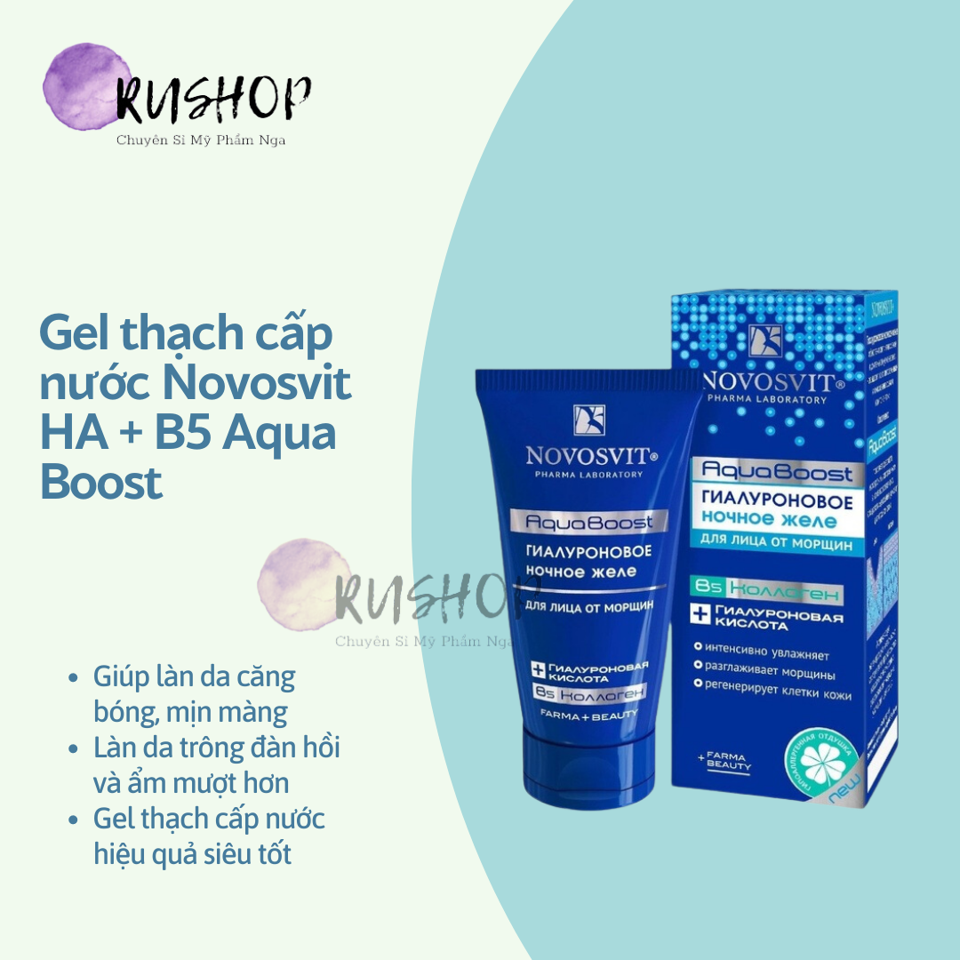 Gel thạch cấp nước Novosvit HA + B5 Aqua Boost