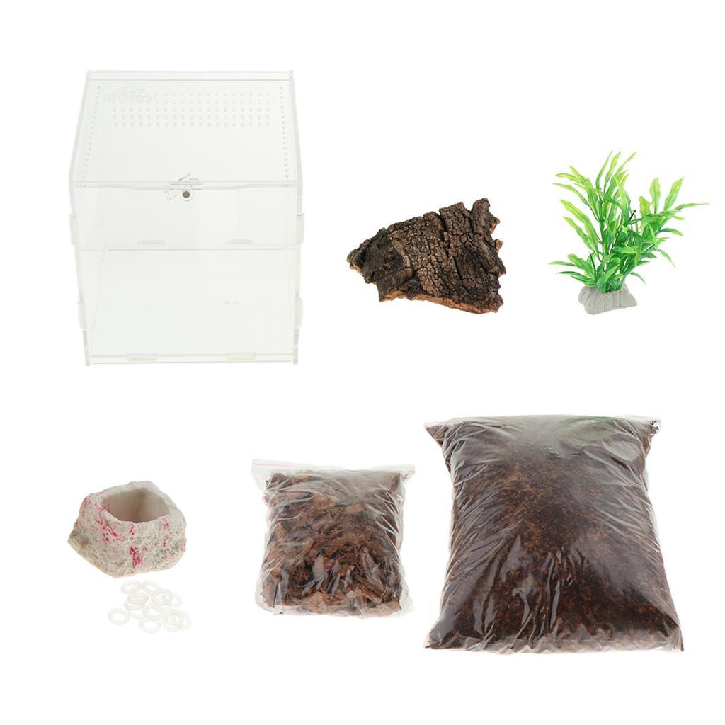 Reptiles Amphibians Habitat Terrarium Vivarium Tank Breeding Box Bark