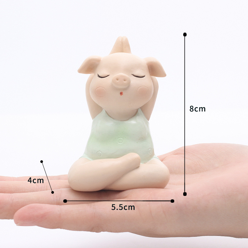 Tượng Yoga - Bộ 6 heo xinh tập Yoga siêu cute trang trí nội thất