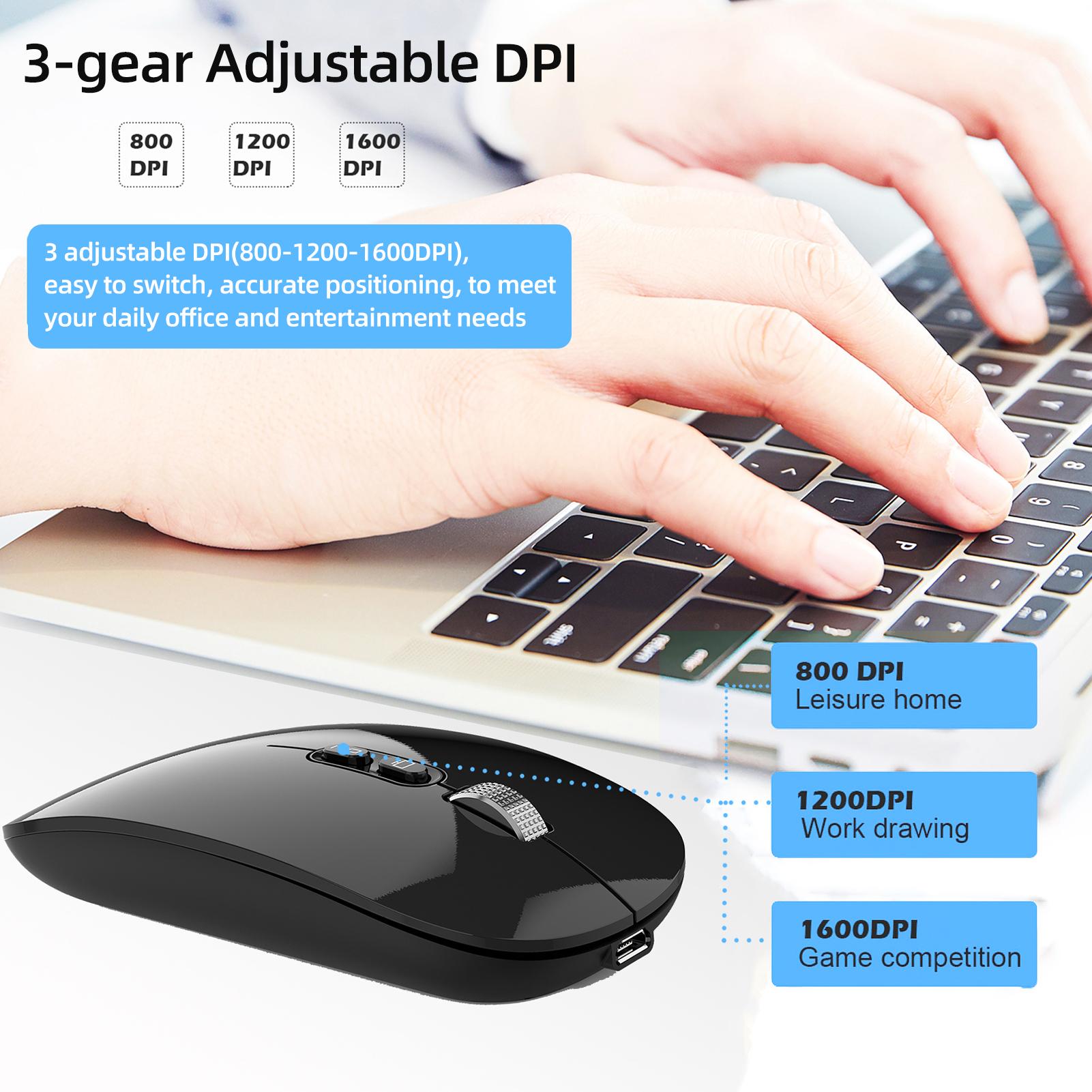 M103 2.4G+BT5.1 Chuột không dây hai chế độ Chuột văn phòng công thái học 3 bánh răng có thể điều chỉnh DPI tích hợp Pin Lithium 500mAh màu bạc