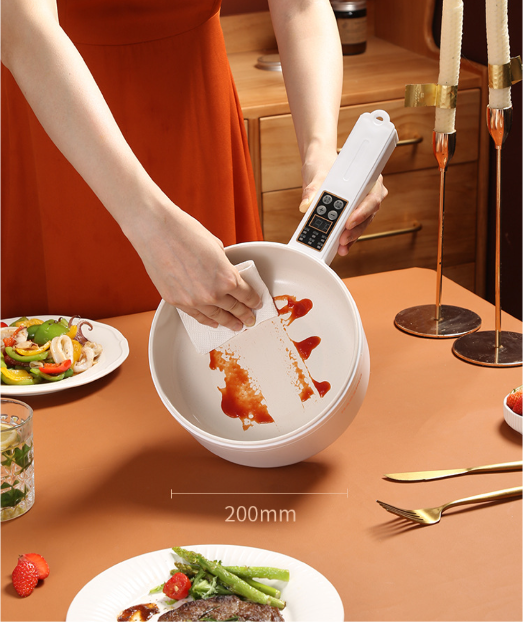 Nồi điện đa năng HaoXing Electric multi pot 220V, 50Hz, 700W, 2L- Màu ngà - Hàng chính hãng
