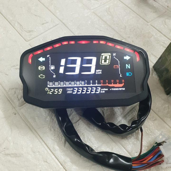 Đồng hồ điện tử DUCATI Báo km, Có Báo xăng, Báo vòng tua máy- màn hình LCD cực chất - G2098