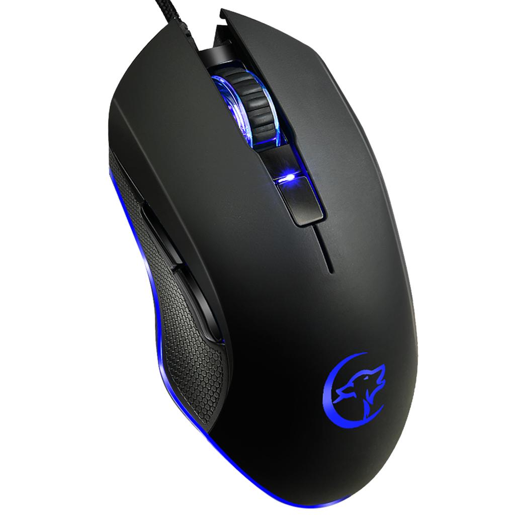 7 Buttons Wired Gaming Mouse with Wolf Patten Colorful Breathing Lights