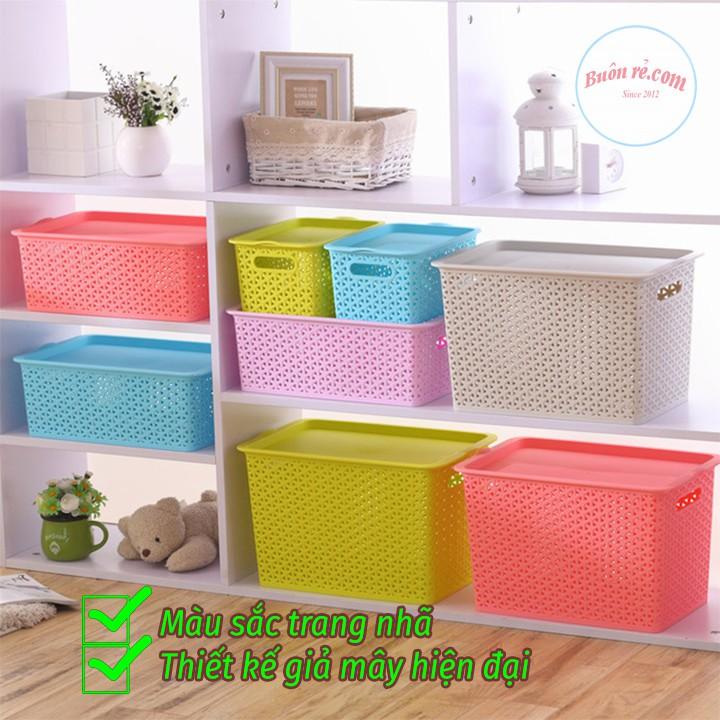 Giỏ Nhựa Hàn Quốc Song Long Có Nắp Size Đại Tiện Dụng 00808