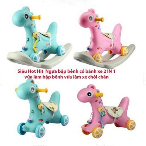 Ngựa bập bênh cho bé 2 in 1- có nhạc- có đèn